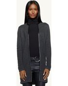 Ralph Lauren Black Label Lambskin-Trim Nancy Cardigan - Lyst