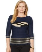 Lauren by Ralph Lauren Plus Cotton Ballet-Neck Top - Lyst