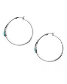 Lucky Brand Feather Hoop Earrings - Lyst