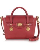 Versace Ruby Red Leather Small Signature Bag - Lyst