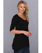 Allen Allen 3/4 Sleeve V-Angled Tunic - Lyst