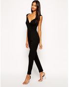 Asos Wrap Plunge Jumpsuit With Cap Sleeves - Lyst