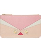 Fendi Bird Saffiano Leather Zip Pouch - Lyst