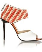 Just Cavalli Leather And Woven Raffia Sandals - Lyst