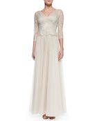 Rickie Freeman for Teri Jon 34sleeve Lace Illusion Gown - Lyst