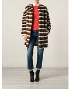 Liska Striped Coat - Lyst
