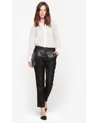 Wayne Leather Combo Crop Pants - Lyst