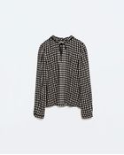 Zara Printed Shirt With Bow - Lyst