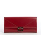 Tod's Red Leather Snap Flap Continental Wallet - Lyst