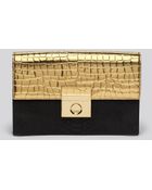 Milly Clutch - Sienna Gold/Black Embossed Convertible - Lyst