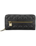 Anne Klein Shimmer Down Zip Around Wallet - Lyst