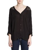 Ella Moss Lace Yoke Dolman Top - Lyst