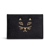 Charlotte Olympia 'Feline' Cat Face Leather Card Holder - Lyst