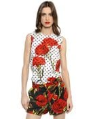 Dolce & Gabbana Polka Dot Stretch Cotton Poplin Top - Lyst