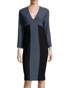 Donna Karan New York Bicolor 3/4-Sleeve Dress - Lyst