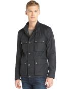 Belstaff Dark Navy Coated Cotton Pocket Front 'Barningham' Jacket - Lyst