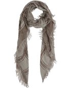 Gucci Beige Cotton Blend Pattern Printed Fringed Scarf - Lyst