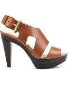 Michael Kors Carla Leather Platform Sandal - Lyst