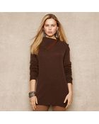 Ralph Lauren Blue Label Suede Trim Wool Pullover - Lyst