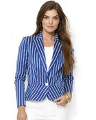 Lauren by Ralph Lauren Striped Peplum Jacket - Lyst