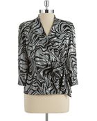 Alex Evenings Plus Zebra Print Wrap Front Top - Lyst