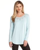 Karen Kane Embellished Rayon-Blend Top - Lyst