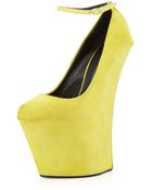 Giuseppe Zanotti Almond-Toe Wedge With Strap - Lyst