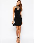 TFNC Bodycon Dress With High Neck Embellishment - Lyst