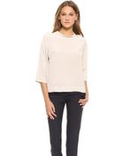 La't By L'agence Rolled Collar Blouse - Putty - Lyst