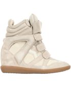 Isabel Marant Etoile 80Mm Bekett Suede Wedge Sneakers - Lyst