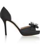 Oscar de la Renta Rosa Embellished Satin Peep-Toe Pumps - Lyst