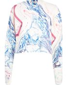 River Island Cream Marble Print Cropped Sweatshirt - Lyst