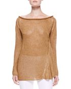 Donna Karan New York Slash-Neck Linen Top - Lyst