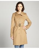 Burberry Camel Brown Wool Blend Three Quarter Coat - Lyst