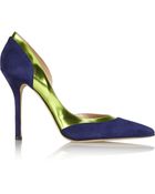 Oscar de la Renta Roberta Metallic Pvc-Trimmed Suede Pumps - Lyst