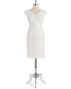 Tadashi Shoji V-Neck Lace Dress - Lyst