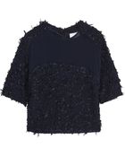 3.1 Phillip Lim Chiffon-Paneled Textured-Tweed Top - Lyst