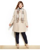 London Fog Plus Size Wool-Blend Car Coat & Scarf - Lyst