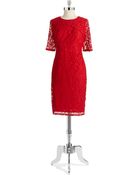 Adrianna Papell Petite Lace Tuck Sheath Dress - Lyst