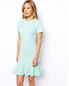 Asos Pencil Dress With Peplum Hem In Scuba - Lyst