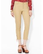 Lauren by Ralph Lauren Cropped Cotton Skinny Pant - Lyst
