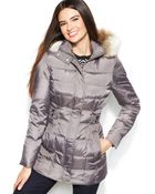 Inc International Concepts Faux-Fur-Trim Hooded Quilted Down Puffer Coat - Lyst