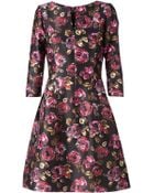 Oscar de la Renta Flower Printed Flared Dress - Lyst