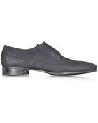 A.testoni Winter Denim Suede And Calf Leather Lace Up Derby Shoe - Lyst