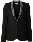 Saint Laurent Contrast Lapel Blazer - Lyst