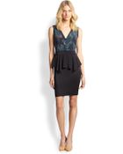 Marchesa Voyage Silk Peplum Dress - Lyst