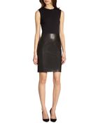 Vince Stretch Jersey & Leather Dress - Lyst
