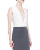 Donna Karan New York Sleeveless Drape Bodysuit Gypsum - Lyst