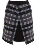 Karen Millen Grey Check Mini Skirt - Lyst