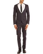 The Suits Evening Navy Cotton Suit With A Contrasting Cream Collar - Lyst